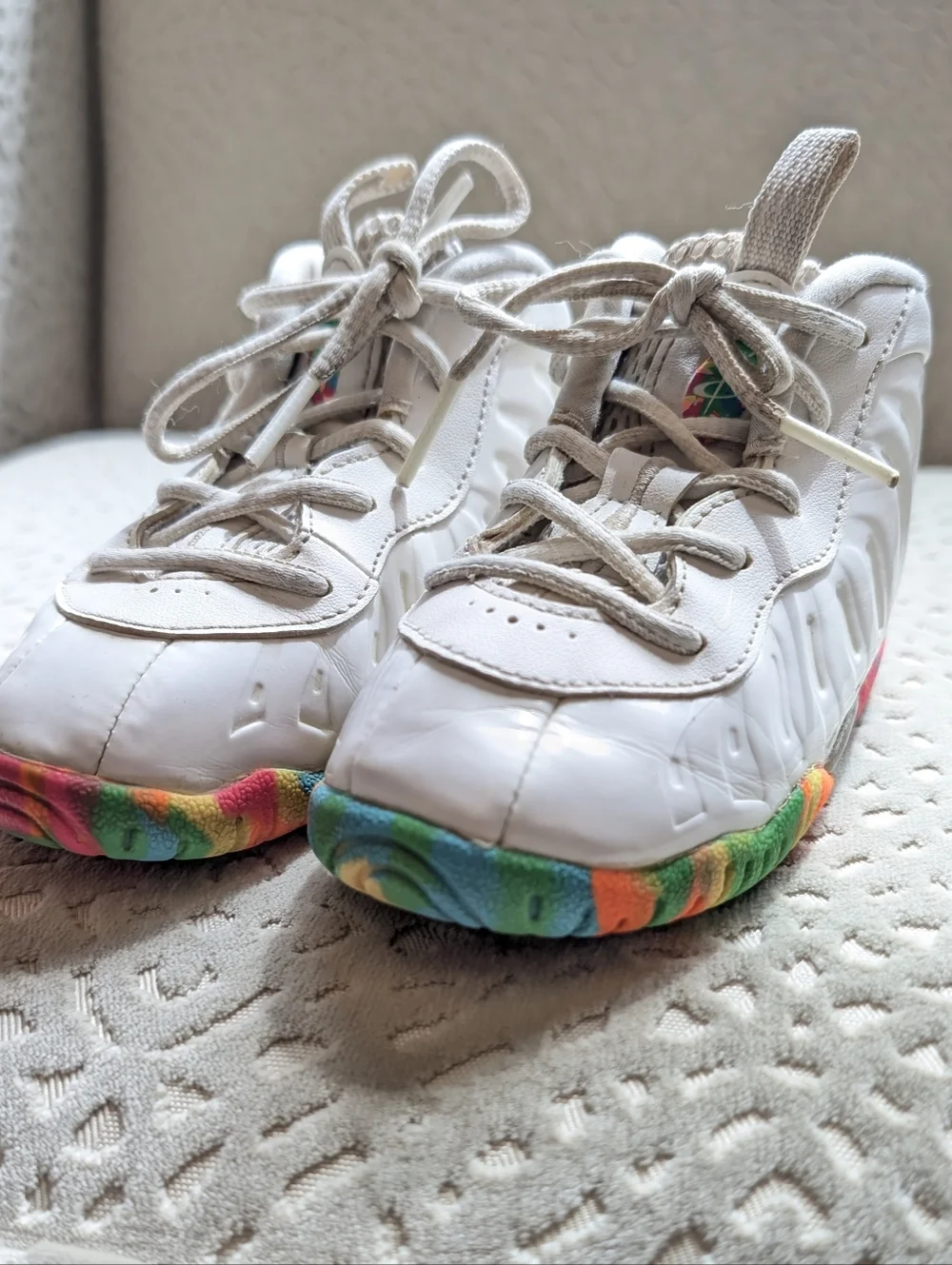 Nike Lil Posite One GS Fruity Pebbles Toddler 8C White Lace Up‎ Sneakers No Box